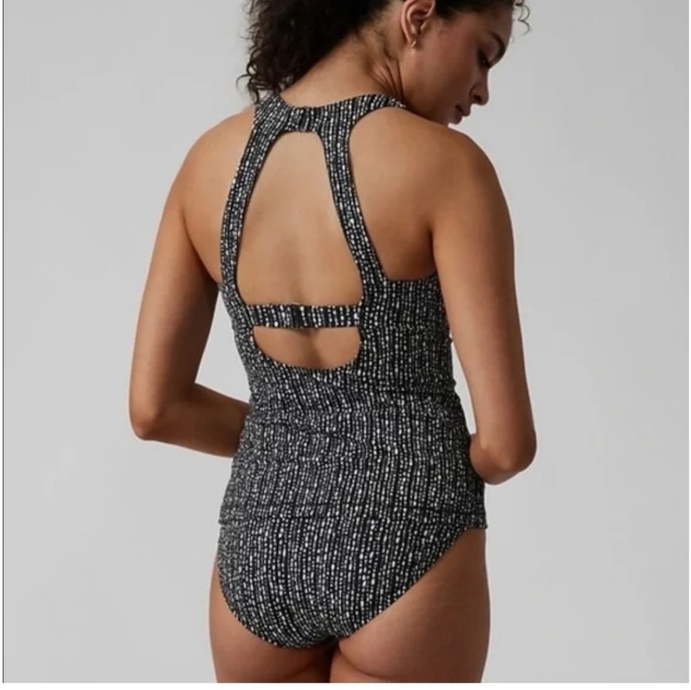 Athleta Maldives Tankini Top 36B/C/ Cinch Full Bikini Bottom Set Size M NWT